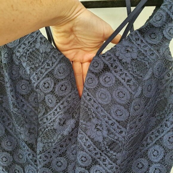 Jodi Kristopher Blue Lace Babydoll Evening Dress 5 - Picture 5 of 10